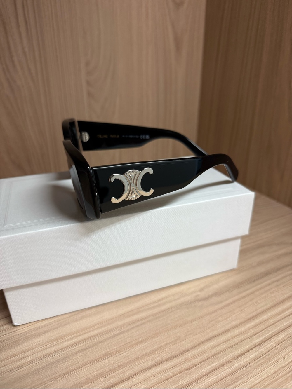 Celine Black Sunglasses with Silver Triomphe Detail - Picture 5 of 12